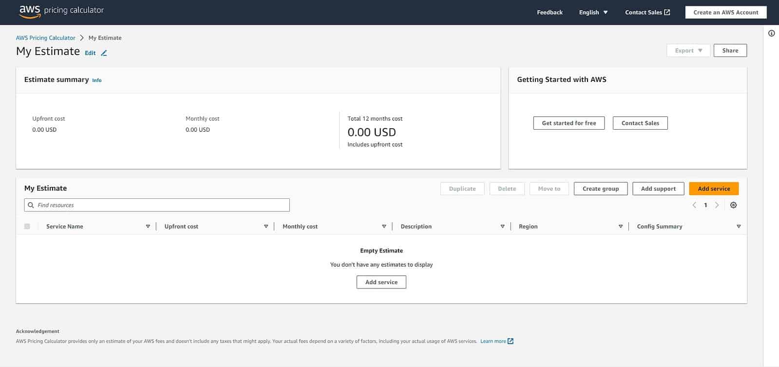 AWS pricing calculator cloud cost management