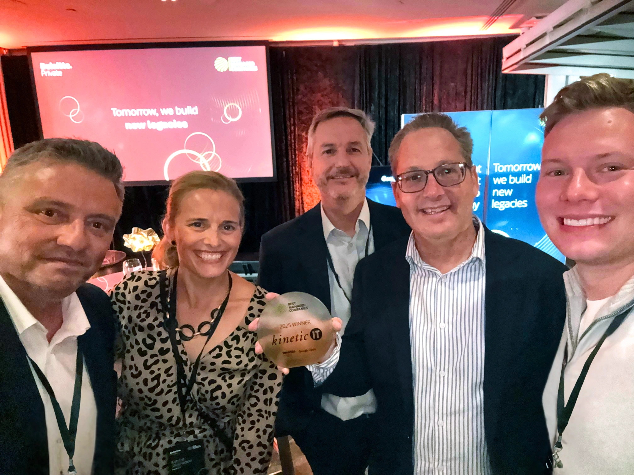 Kinetic IT crew celebrates 5th consecutive win aat Deloitte Private Best Managed Companies Awards